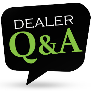 Speech bubble with "Dealer Q&A" text