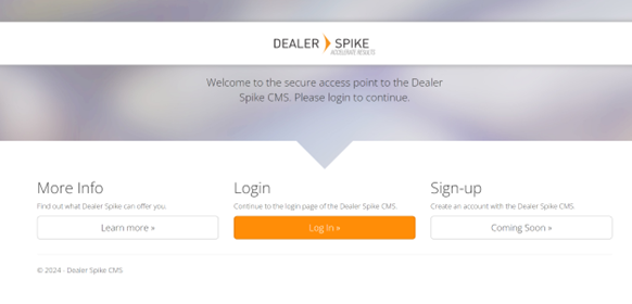 What a dealer will see when they land on as https://identity.dealerspike-secure.com/.